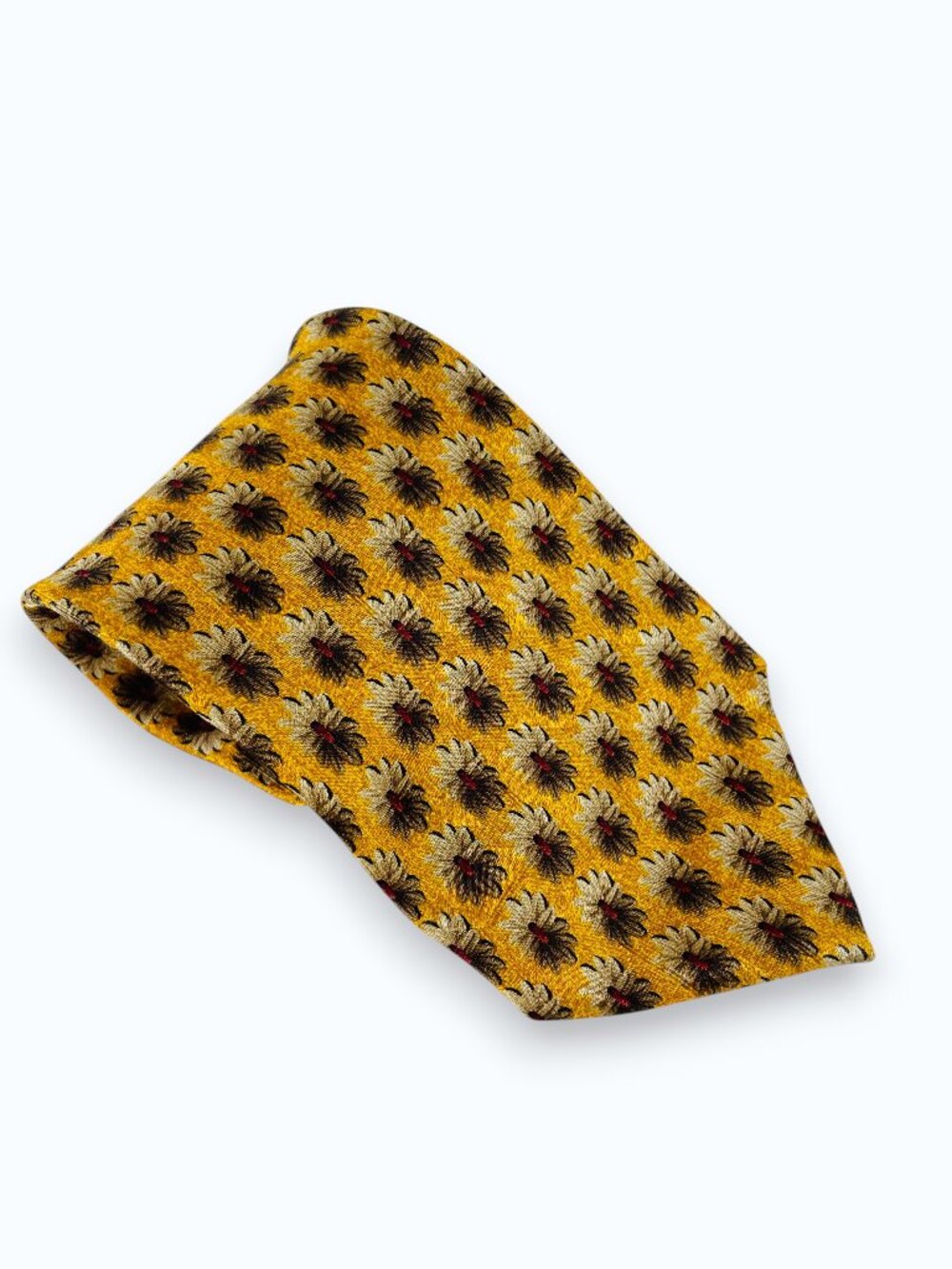 Vintage Zegna Disegno Esclusivo Silk Necktie Italian Handmade, 4" Golden Yellow